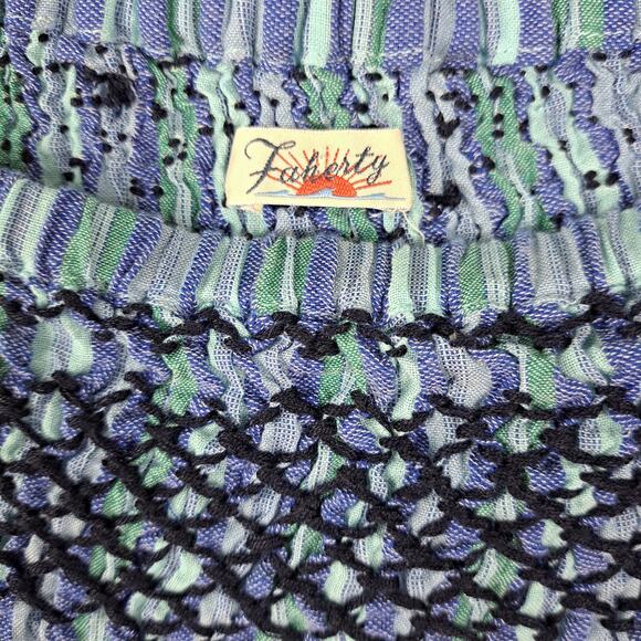 Faherty Top Womens Large Presley Seersucker Coast Boho Smocked Peasant Fairycore - Picture 3 of 8